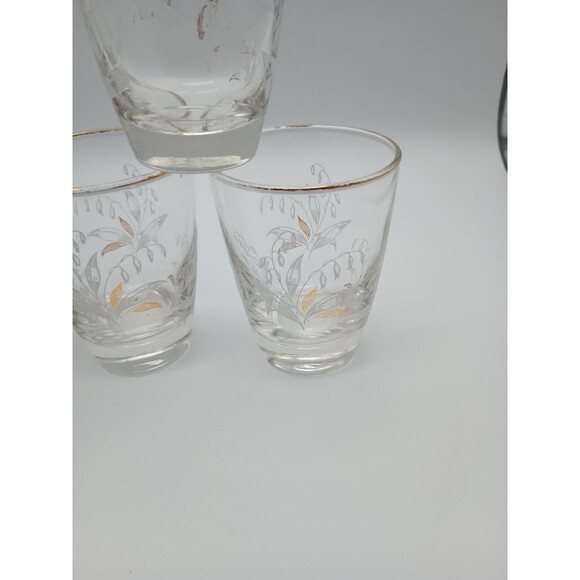 7 Vtg Libbey Lily Of The Valley Juice Glasses 6 Oz Gold Rim - Picture 8 of 10